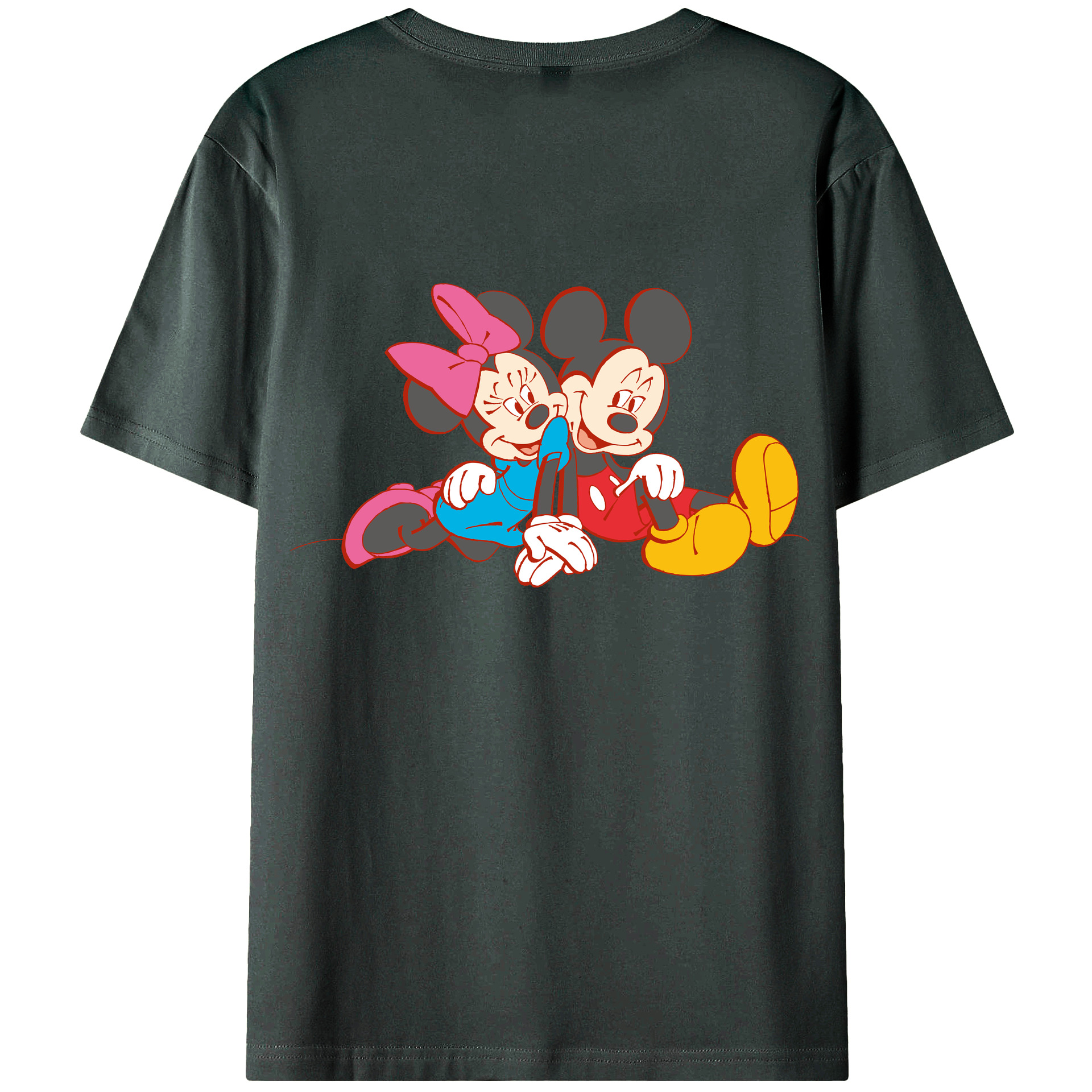 ミッキーマウス Mickey Mouse 綿100％ メンズ半袖Tシャツ（バックプリント） 通気性